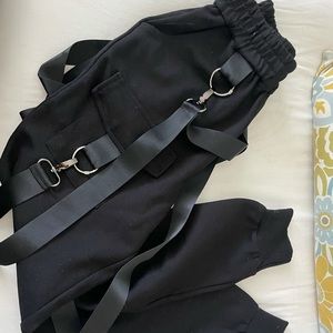 Black Carmar Cargo pants with straps